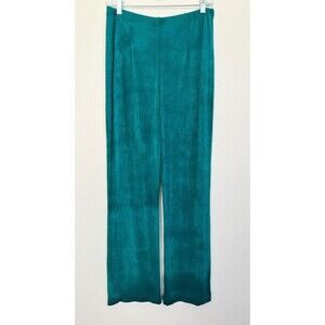 Chico's Travelers No Tummy Ribbed Stretch Jersey Straight Leg Pant Green Size 10